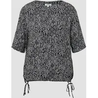 S.Oliver Gemusterte Shirt-Bluse mit verstellbarem Saum schwarz 40