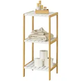 [en.casa] Badezimmerregal, Natur, Weiß, Holz, Bambus, 33x80x34 cm, Badezimmer, Badezimmerregale, Badregale