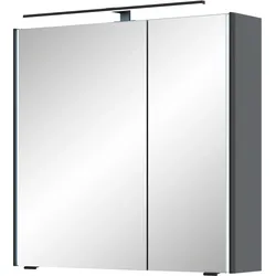 Spiegelschrank SAPHIR "Serie 7045 Badezimmer-Spiegelschrank inkl. LED-Beleuchtung, 2 Türen", grau (stahlgrau), B:73,2cm H:70,3cm T:17cm, Spanplatte, Schränke, Badschrank 73,2 cm breit, inkl. LEDplus Schalter und Türdämpfer