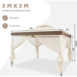 Goplus Pavillon 3 x 3 m inkl. 4 Seitenteile Beige