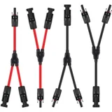 GZGXKJ Solarkabel Y-Verteiler 2 Paar Solarpanel-Kabel Y Stecker Solar Photovoltaik Kabel für Für Solar Photovoltaik Steckverbinder 2 Rot + 2 Schwarz