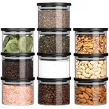 Belle Vous Set aus 10 Vorratsgläsern 160 ml aus Glas mit Luftdichtem Deckel - BPA-frei und Mottensicher - Küchen Organizer für Gewürze, Zucker, Kaffee, Nudeln & Reis