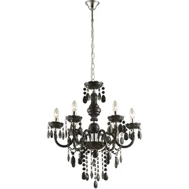 ETC Shop Hänge Leuchte Kronleuchter Fernbedienung Decken Lampe schwarz im Set inklusive RGB LED Leuchtmittel