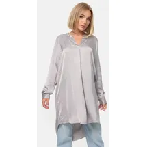 pm selected Elegante Satin Light Oversize Business Long Bluse Grau Einheitsgröße