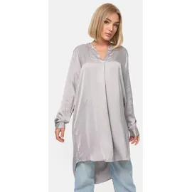 pm selected Elegante Satin Light Oversize Business Long Bluse Grau Einheitsgröße