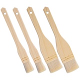 STOBAZA 4-Teiliges Backpinsel-Set Aus Holz Backpinsel-Set Grillpinsel Mit Langem Holzgriff Zum Backen Grillen Kochen Und Verteilen Von Öl Butter Soße Oder Marinade Spülmaschinenfest