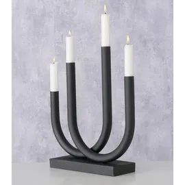 Boltze Kerzenleuchter Tonis (Kerzenhalter in schwarz, Eisen pulverbeschichtet, Kerzenständer 33 x 9 x 34 cm Sonderform) 2038681