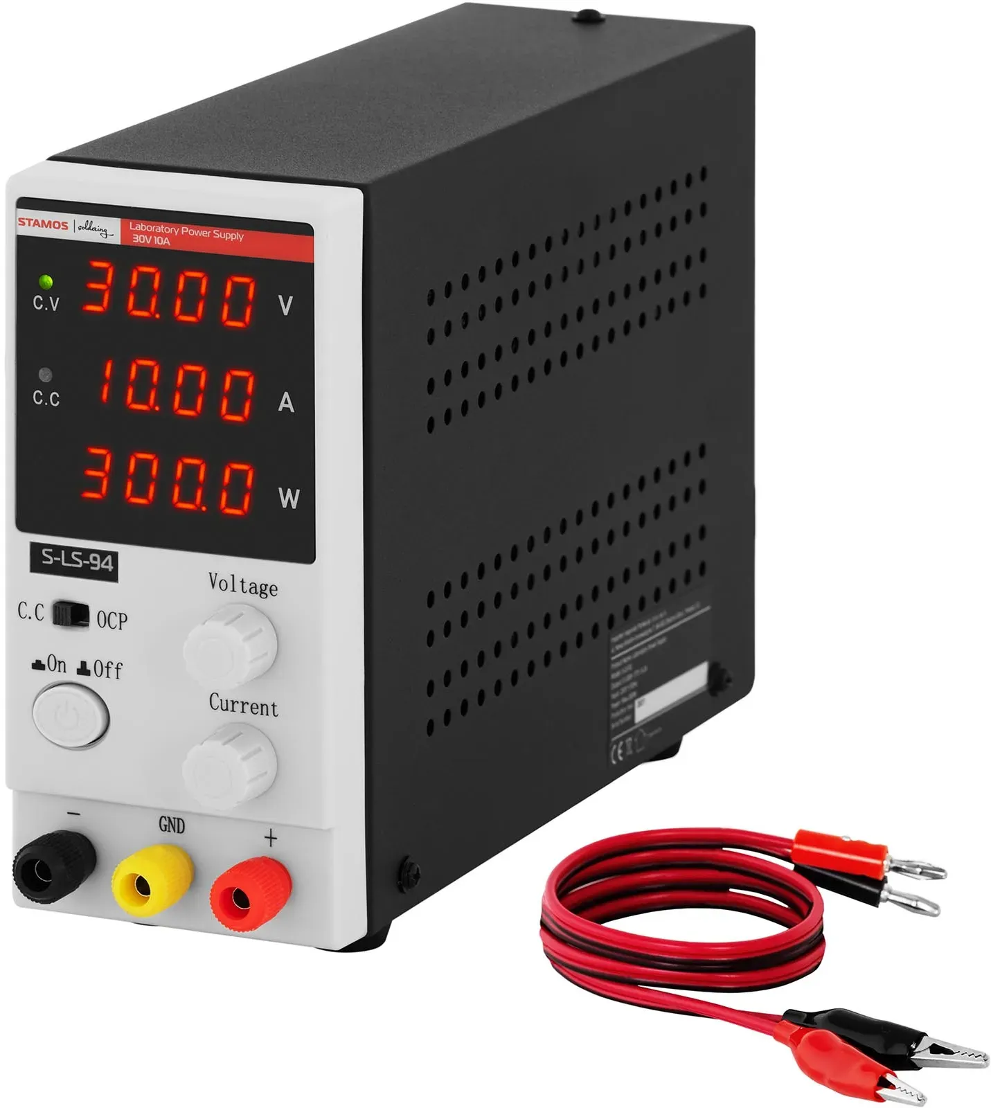 Stamos Soldering Labornetzgerät - 0 - 30 V - 0 - 10 A DC - 300 W - 4-stellige LED-Anzeige S-LS-94