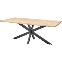 Lomadox Esstisch 200x100cm, Eiche massiv geölt mit Baumkante, NEWBURGH-119