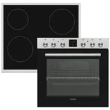 Telefunken Einbauherd-Set | mit Glaskeramik-Kochfeld | Backofen mit Ober-Unterhitze + Umluft | Teleskopauszug 78 Liter