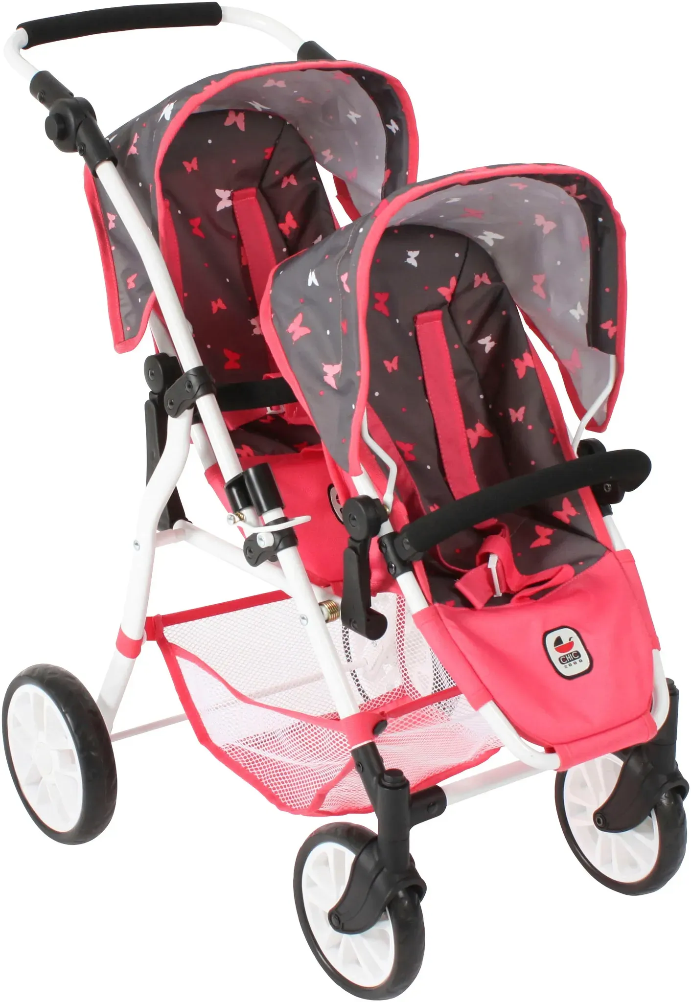 Puppen-Zwillingsbuggy CHIC2000 "Twinny, Butterfly" Puppenwagen bunt (butterfly) Kinder mit schwenkbaren Vorderrädern