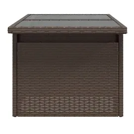 vidaXL Gartentisch mit Glasplatte Braun 100x55x73 cm Poly Rattan