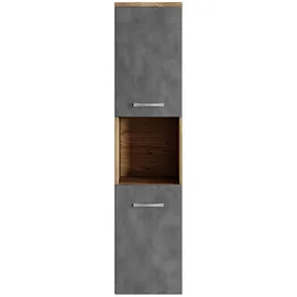Badplaats Badezimmerschrank Montreal mit 2 Türen Kastanien Eiche / Grau - 30 x 30 x 130 cm