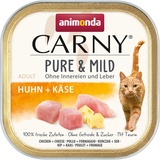 Carny Katzen Nassfutter Pure & Mild Huhn + Käse (32 x 100 g), Leicht verdauliches Katzenfutter für sensible Katzen, Katzen Nassfutter von animonda für sensible Katzen, ohne Getreide und Zucker