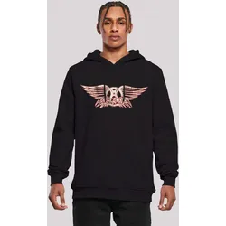 Kapuzenpullover F4NT4STIC "Aerosmith Rock Band Logo", Herren, Gr. S, schwarz, Obermaterial: 65% Baumwolle, 35% Polyester, casual, slim fit, Langarm, Pullover, Premium Qualität, Rock-Musik, Band