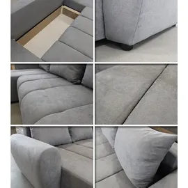 Sofnet Wohnlandschaft Cleo U mit Schlaffunktion - U-Form Couch, Ecksofa mit Bettkasten, Couchgranitur mit Bettfunktion, Polsterecke, Big Sofa (Beige (Soro 23)