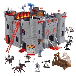 STARLUX Spielzeug-Ritterset Ritterburg Drachenschloß Festung mit Figuren grau