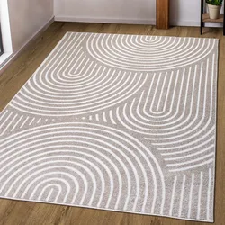 Teppich MY HOME "Fadel" Gr. 7, beige (sand), B:240cm H:9mm L:320cm, Kunstfaser, Teppiche, 3D-Effekt, softer Kurzflor, pflegeleicht, leichter Glanz, Scandi-Look