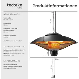 Tectake Solaris Infrarotheizstrahler Orbit 2,5 kW schwarz