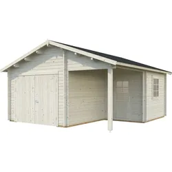 Garage PALMAKO "Roger", transparent, Massivholz, Garagen, BxTxH: 564x601x321 cm, mit Anbau und Holztor, transparent