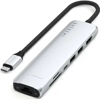 Satechi 7-in-1 Slim Multiport Adapter mit Ethernet Silber