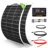 Eco-worthy - 260w 12v Flexibel Solarpanel Kit Solaranlagen: 2 Stücke 130w Solarmodul + 30a Lcd-display Pwm-laderegler + 5m Solarkabel Für Wohnwagen, Wohnmobil, Boot, Camper