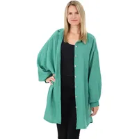 malito more than fashion Hemdbluse malito Damen Musselin Bluse, Oversize Blusenhemd im lässigem Look, weicher Musselinstoff - Einheitsgröße grün 34 - 46