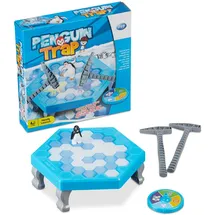 Relaxdays Pinguin Spiel, Kinderspiel ab 3 Jahren, Eisbrecher-Spiel, blau/weiß
