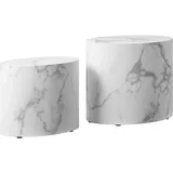 SalesFever Couchtisch oval, in Marmoroptik - weiss