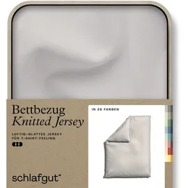 schlafgut Knitted Jersey unifarben Beige 155 x 220 cm + 40 x 80 cm