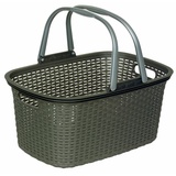 Einkaufskorb Tragetasche Picknick Plastik Rattan-Optik Korb mit Henkel Griff 18L