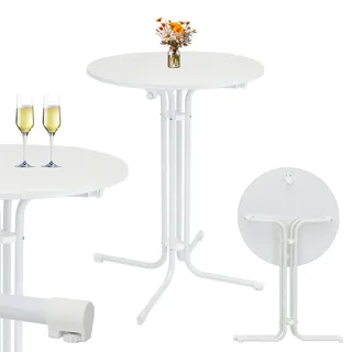 Trutzholm Stehtisch klappbar Ø 80 cm Höhe 110 cm Stahl MDF-Holz Gastrotisch Partytisch Bistrotisch in Weiß