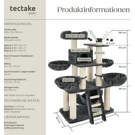 Tectake Gismo 195 cm grau/weiß