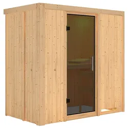 Karibu Sauna Variado mit Fronteinstieg 68 mm - Ohne Ofen-Ganzglastür in Graphit-Optik-Ohne Dachkranz inkl. gratis Saunaofen im Wert von 599,99 €