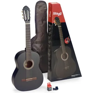 Stagg C440 Klassische Gitarre – Schwarz Gitarren-Set Volle Größe schwarz