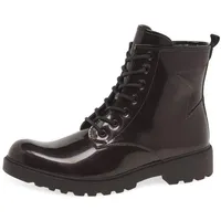 GEOX J Casey Girl Ankle Boot, DK Burgundy/Black, 35