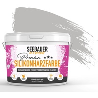 SEEBAUER diy® Silikonharzfarbe Grau Fassadenfarbe (No. 234 Misty Moor 2,5 Liter) Selbstreinigend mit Lotuseffekt