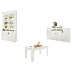 Furn.Design Esszimmer Set 3-teilig in weiß Pinie Landhaus, Soft-Close-Funktion Fiastra