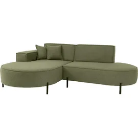 WFL GROUP Ecksofa Hana Loft 3-Sitzer Ecke Links Boucle Grün 241/80/168 cm,