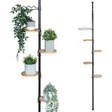 bremermann Teleskop-Blumenregal Schwarz, Metall, 53x290x20 cm, Wohnzimmer, Wohnzimmertische, Blumenständer
