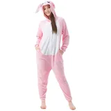 Katara Partyanzug Waldtiere Jumpsuit Kostüm Overall Erwachsene S-XL, Karneval - Kostüm, Kigurumi - Hase rosa XL (175-185cm) rosa Körpergröße XL (175-185 cm)