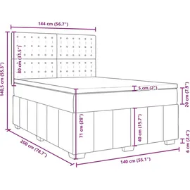 vidaXL Boxspringbett mit Matratze Dunkelbraun 140x200 cm Stoff