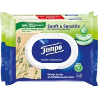 Tempo Feuchtes Toilettenpapier Sanft & Sensitiv Duo-Pack 1-lagig,