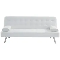 Vente-Unique Schlafsofa, Weiß, Leder, Uni, 2-Sitzer, 186x76x83 cm, Wohnzimmer, Sofas & Couches, Schlafsofas