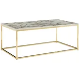 KADIMA DESIGN Couchtisch in Marmor-Optik mit Metallbeine, rechteckig, 100x60x40 cm - Serie MARBRIX