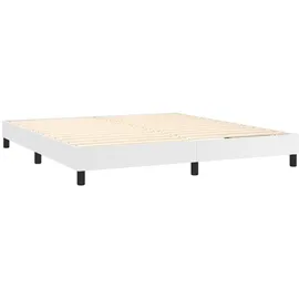 vidaXL Boxspringbett mit Matratze & LED Weiß 160x200 cm Kunstleder