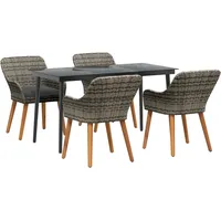 vidaXL 5-teilige Garten Essgruppe Grau Poly Rattan