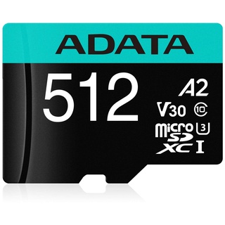 A-Data microSDXC Premier Pro 512GB Class 10 UHS-I V30 + SD-Adapter