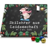 Mr. & Mrs. Panda Schoko Adventskalender Skilehrer Leidenschaft - Schwarz - Geschenk, Danke, Abschied, Schokoladen Adventskalender, Schenken - Schwarz