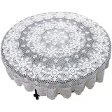 USTIDE Crochet Tischdecke Rund Vintage Baumwolle Spitze Tisch Overlays, Baumwolle, Weiß, 60-inch